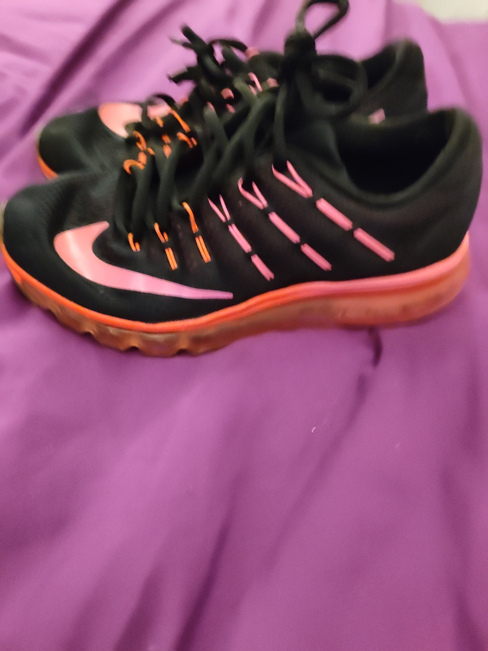 Nike Black Sneakers with Pink Swoosh and Orange Sole